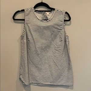 Navy and natural stripe top